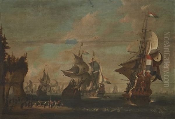 La Flotte Hollandaise En Rade Dans Un Paysage Du Nord - view 1