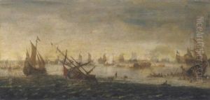 A Naval Battle by Jacob De Gruyter