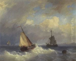Kustensegler Auf Sturmisch Bewegter See by Jacob De Gruyter