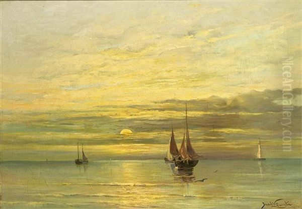 Fishing Boats On A Calm Sea - view 1