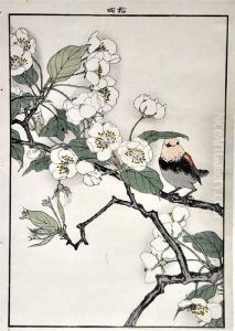 Zweifarbholzschnitte: Vogel In Zweigen by Kono Bairei