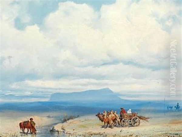 Gathering At A Midstream On The Russian Steppe - view 1