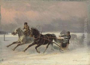 Galloping Through The Snow by Petr Nikolaevich Gruzinsky