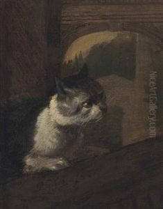 Cat In An Architectural Landscape by Adriaen de Gryef