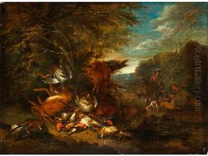 Jagdstillleben In Waldlandschaft Jagdstillleben In Waldlandschaft