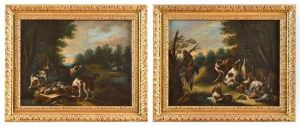 Chiens Et Gibier (pair) by Adriaen de Gryef