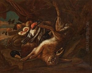 Still Life With Rabbit, Duck And Small Birds by Adriaen de Gryef