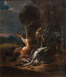 Hunting Still Life With Heron And Hare by Adriaen de Gryef
