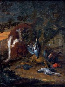 Chien Gardant Le Gibier Devant Un Paysage Chien Gardant Le Gibier Devant Un Paysage