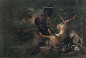 Waldlandschaft Mit Erlegtem Hasen Und Federvieh (+ Waldlandschaft Mit Erlegtem Hasen, Federvieh Und Flinte; Pair) by Adriaen de Gryef