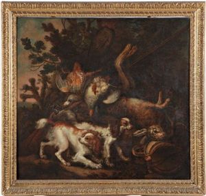 Nature Morte De Gibier, Faucon Et Chiens