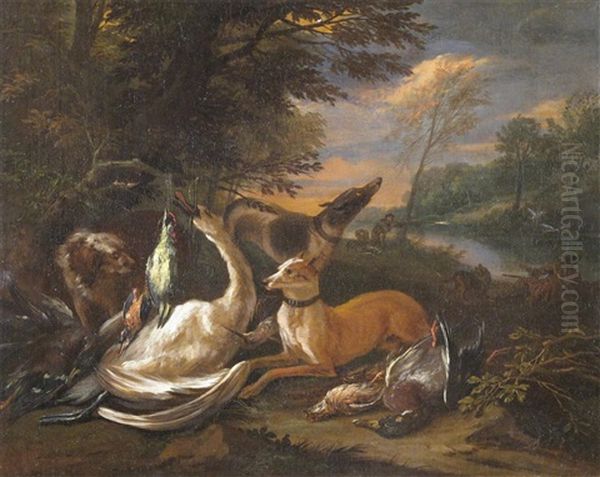 Huntsmen With Hunting Dogs And Game (pair) - view 1
