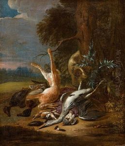 Jagdstillleben Mit Hase Und Kranich