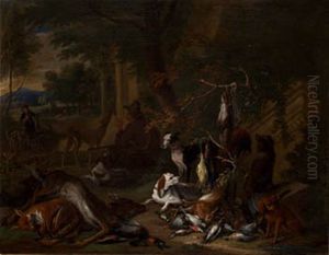 Perros Guardando La Caza A Van Gryef by Adriaen de Gryef