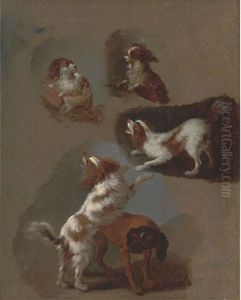 Studies Of Spaniels And A Hound by Adriaen de Gryef