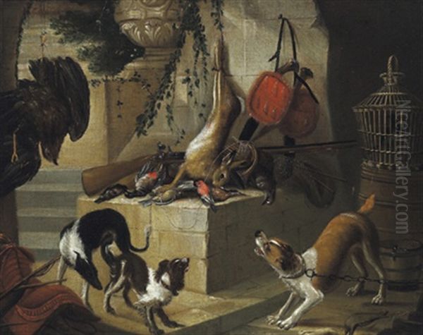 Jagdstillleben Mit Drei Hunden - view 1