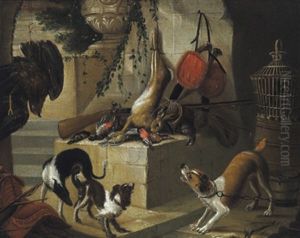 Jagdstillleben Mit Drei Hunden by Adriaen de Gryef