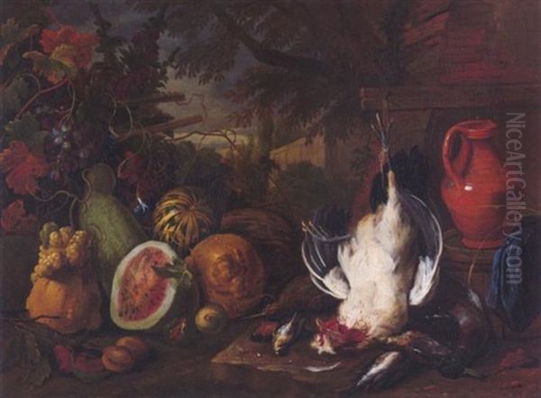 Stilleben Mit Vogeln Und Fruchten In Einer Landschaft - view 1