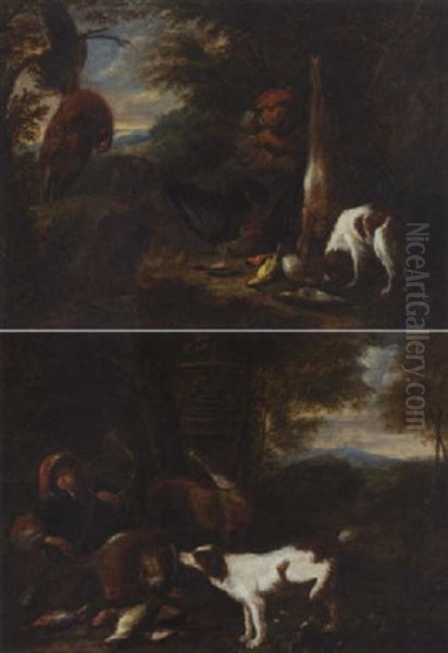 Landscape With Huntsmen And Spaniels With Their Game - view 1