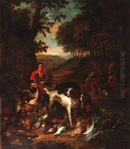 Groses Jagdstilleben Mit Jagdgesellschaft Und Beute by Adriaen de Gryef