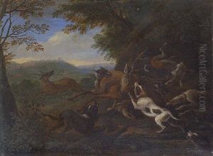 Von Hunden Gehetzter Hirsch by Adriaen de Gryef