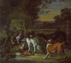 Jagdbeute Von Hunden Bewacht Jagdbeute Von Hunden Bewacht