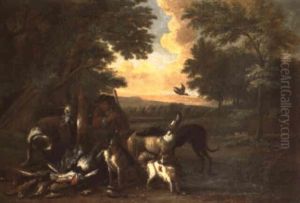 Chasseurs Avec Chiens Et Gibier Dans Un Paysage by Adriaen de Gryef