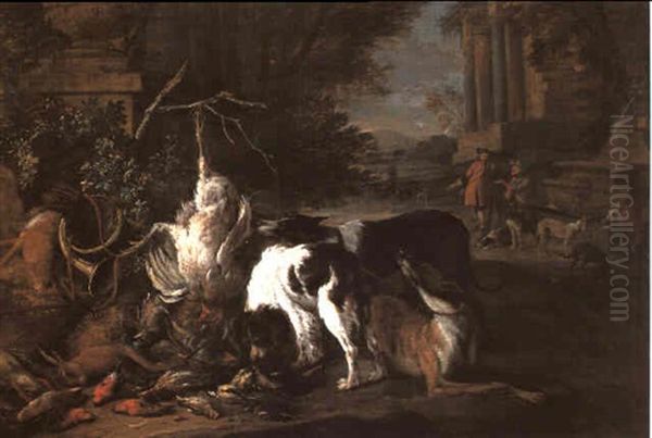 An Italinate Landscape With Hounds Guarding The Trophies Of The Hunt... - view 1