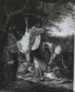 Hounds Guarding A Huntsman's Trophies by Adriaen de Gryef