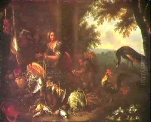 L'abondance A La Ferme Sur Fond De Paysage by Adriaen de Gryef