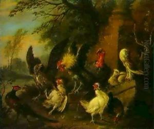 Huhner In Landschaft by Adriaen de Gryef
