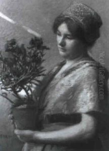Madchen Mit Blumenstock Madchen Mit Blumenstock
