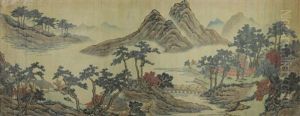 Large Landscape, Attributed To Gu Heqing, 19th Century Large Landscape, Attributed To Gu Heqing, 19th Century