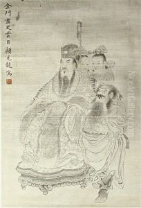 Chinese Painting Of Buddha by Gu Jianlong