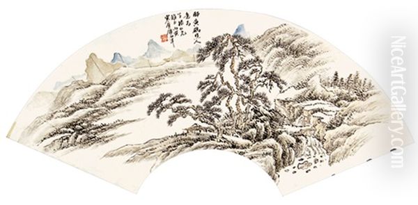 Landscape Fan Painting - view 1