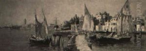Fishing Smacks At Dock In The Ventian Lagoon by Alessandro Guaccimanni