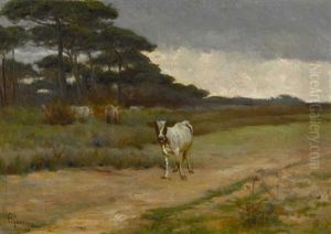Waldrand Mit Einem Kalb by Vittorio Guaccimanni