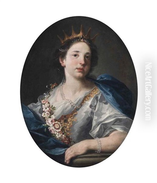 A Lady, Bust-length, With A Crown And A Garland Of Flowers - view 1