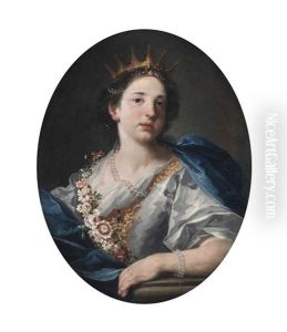 A Lady, Bust-length, With A Crown And A Garland Of Flowers by Pietro Francesco Guala