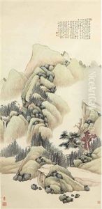 Red Trees In Green Mountains by Guan Nianci