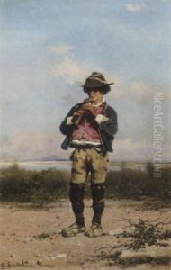 A Shepherd Boy Playing The Flute