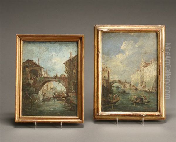 Venetian View With The Rio Dei Mendicanti And A Venetian Bridge With Figures: Two Works - view 1