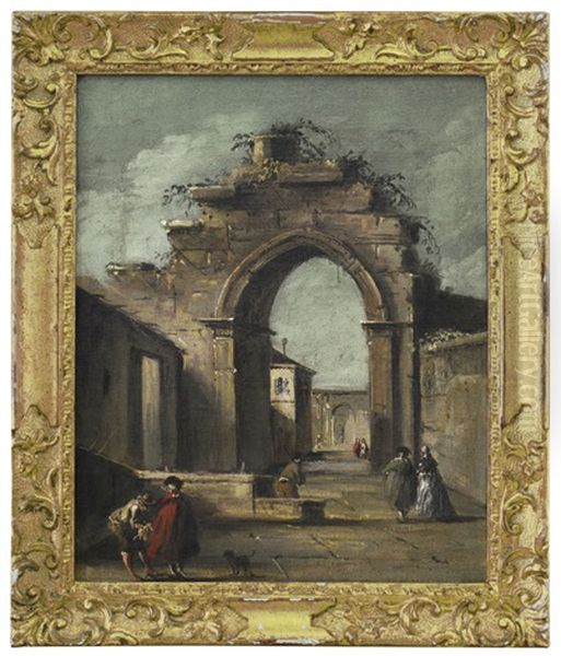 Capriccio Con Arco In Rovina E Figure - view 1