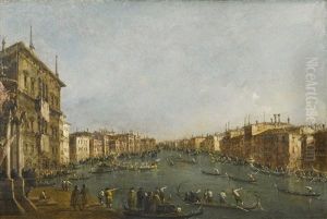 Venice, A View Of A Regatta On The Grand Canal Looking Towards The Rialto Bridge, With The Palazzo Balbi To The Left by Giacomo Guardi