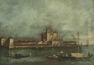View Of The Fort Of S. Andrea, Venice, With Gondolas In The Foreground