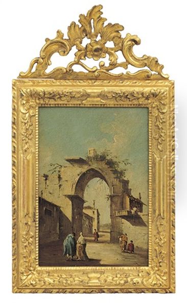 Capriccio Con Arco Classico In Rovina E Mura Di Paese - view 1