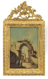 Capriccio Con Arco Classico In Rovina E Mura Di Paese by Giacomo Guardi