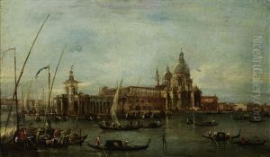A View Of The Dogana And Santa Maria Della Salute, Venice by Giacomo Guardi
