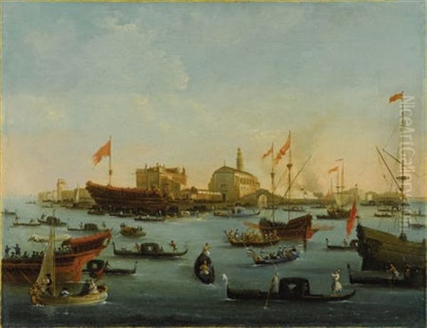 Doge In The Bucintoro Departing For The Lido On Ascension Day (+ Doge In The Bucintoro Leaving San Nicolo De Lido; Pair) - view 1