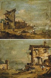 Capricci Con Figure (pair) by Giacomo Guardi
